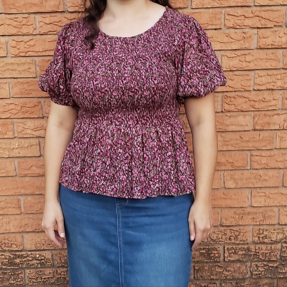 Chic Floral Smocked Blouse